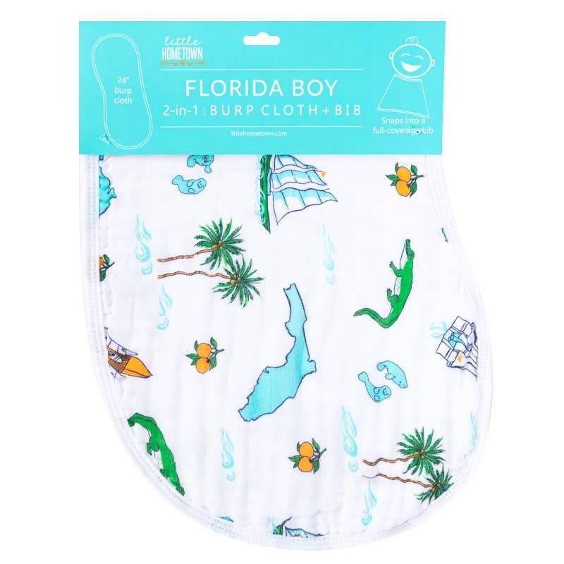 Florida: 2-in-1 Burp Cloth and Bib (Boy)