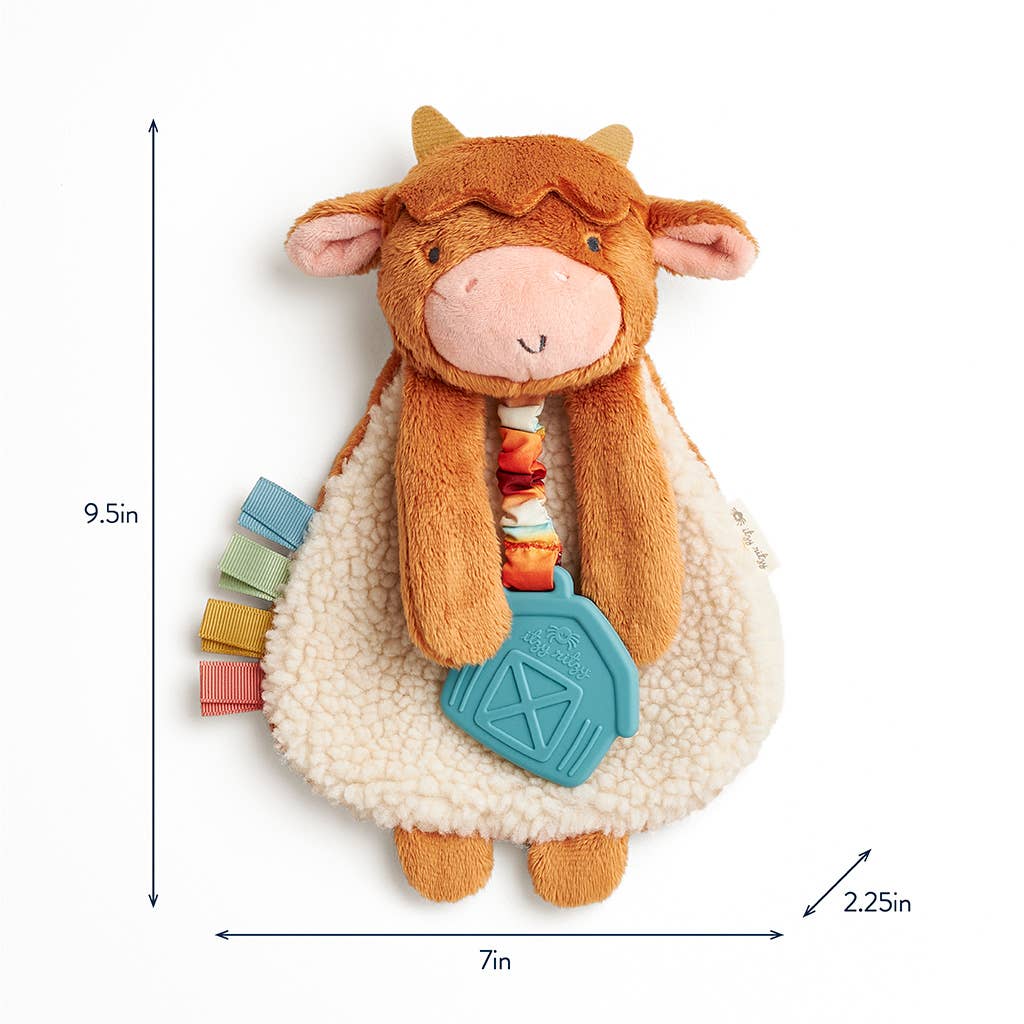 Itzy Lovey Highland Cow Plush + Teether Toy