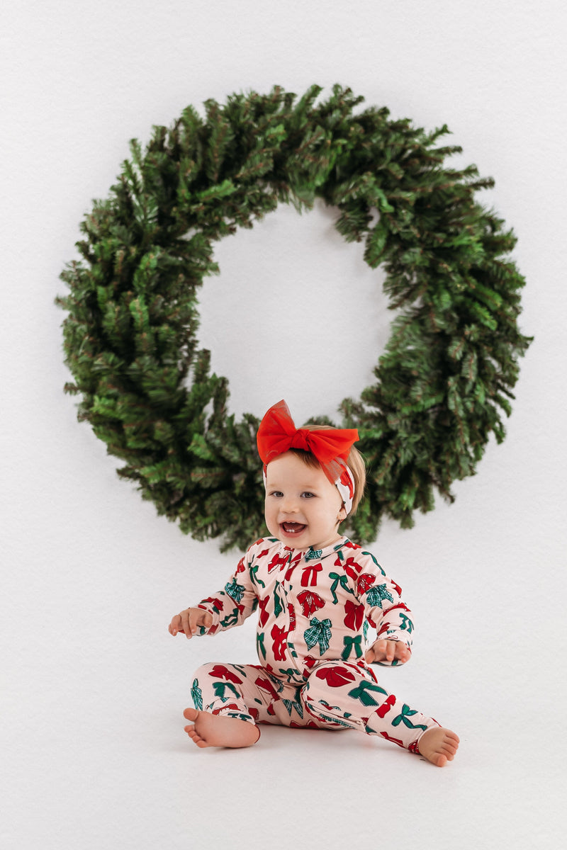 In My Jammers | Christmas Bows Zipper Romper