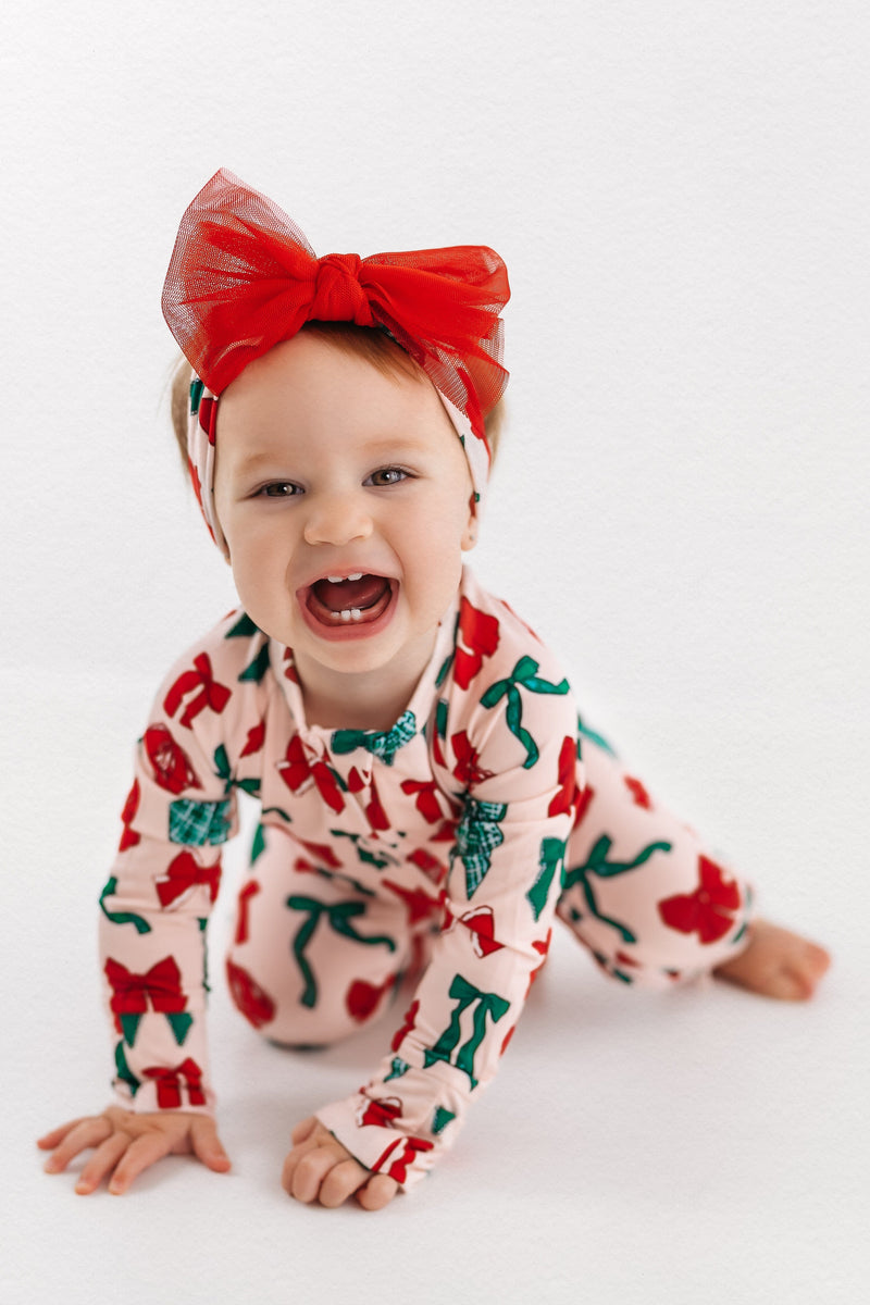 In My Jammers | Christmas Bows Zipper Romper