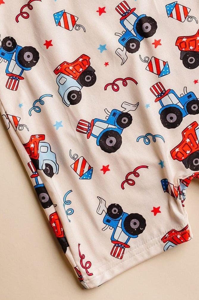 Mila & Rose | 4th of July Tractor Shorty One-Piece