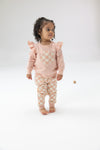 Angel Dear | French Terry Checkerboard Pink Ruffle Patch Sweatshirt & Jogger