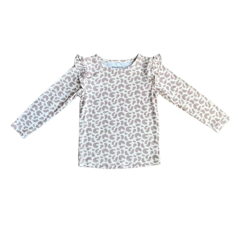 babysprouts | Long Sleeve Ruffle Top - Lilac Leopard