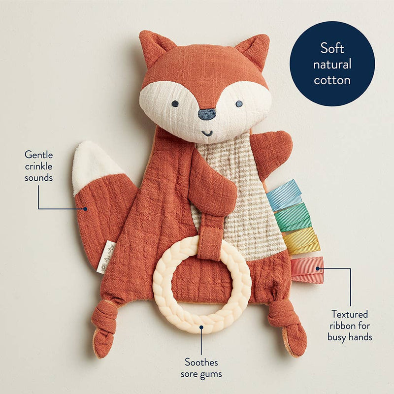 Bitzy Crinkle Fox Sensory Toy with Teether