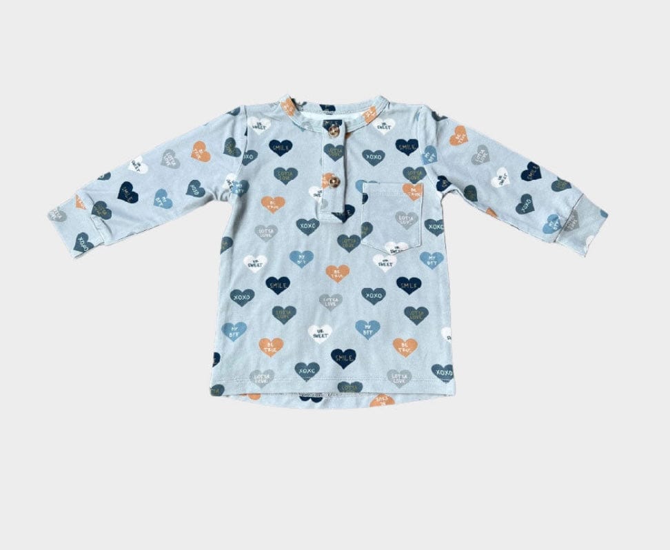 babysprouts | Long Sleeve Henley Shirt - Hearts