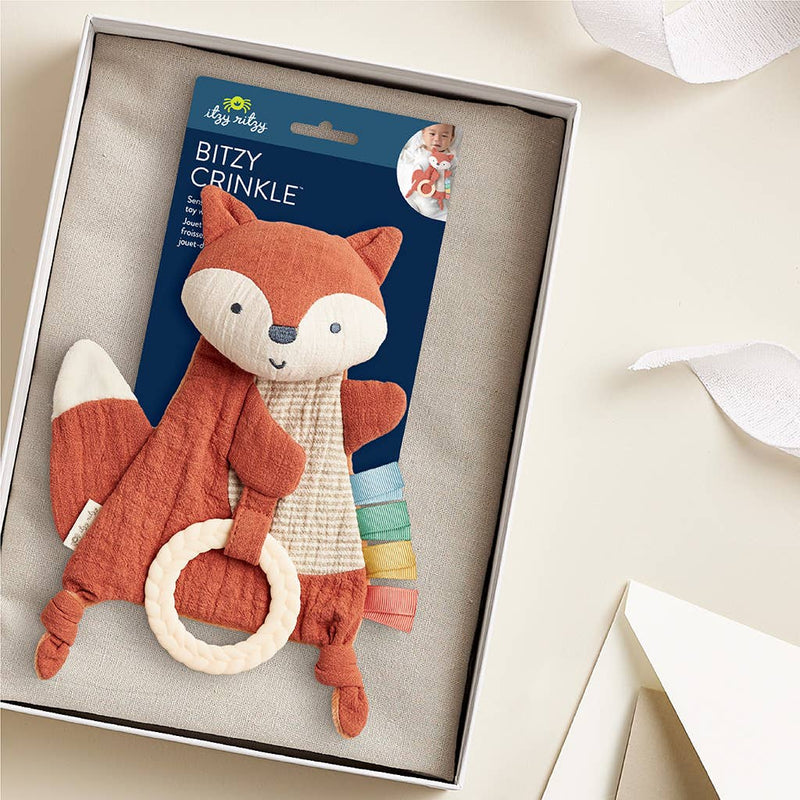 Bitzy Crinkle Fox Sensory Toy with Teether