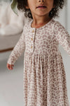 babysprouts | Long Sleeve Henley Dress - Lilac Leopard