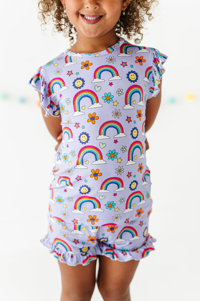 Kiki + Lulu | It’s All Flowers & Rainbows Ruffle Shorts Pajama Set