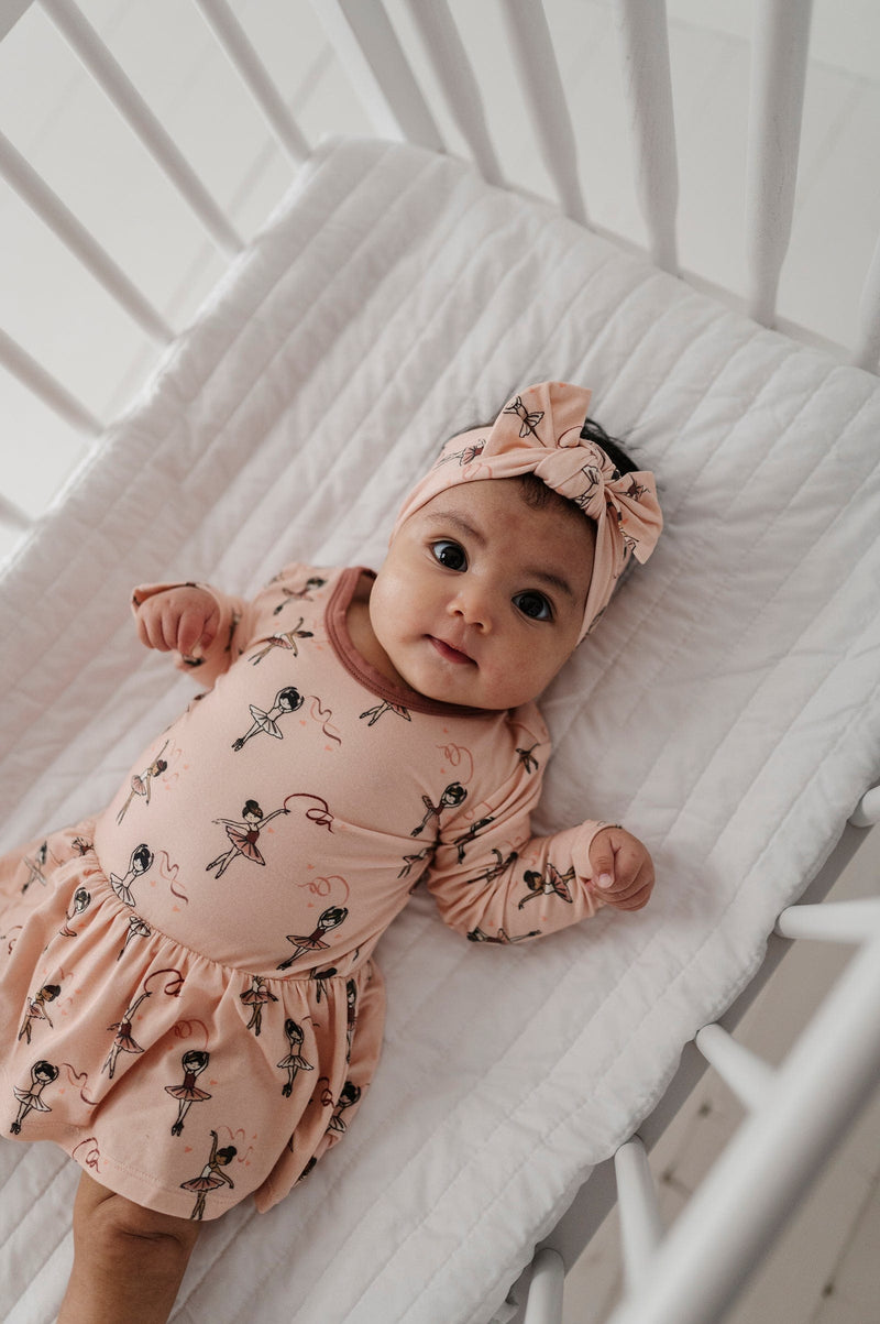 babysprouts | Ruffle Bodysuit Dress & Headband - Ribbon Ballerina