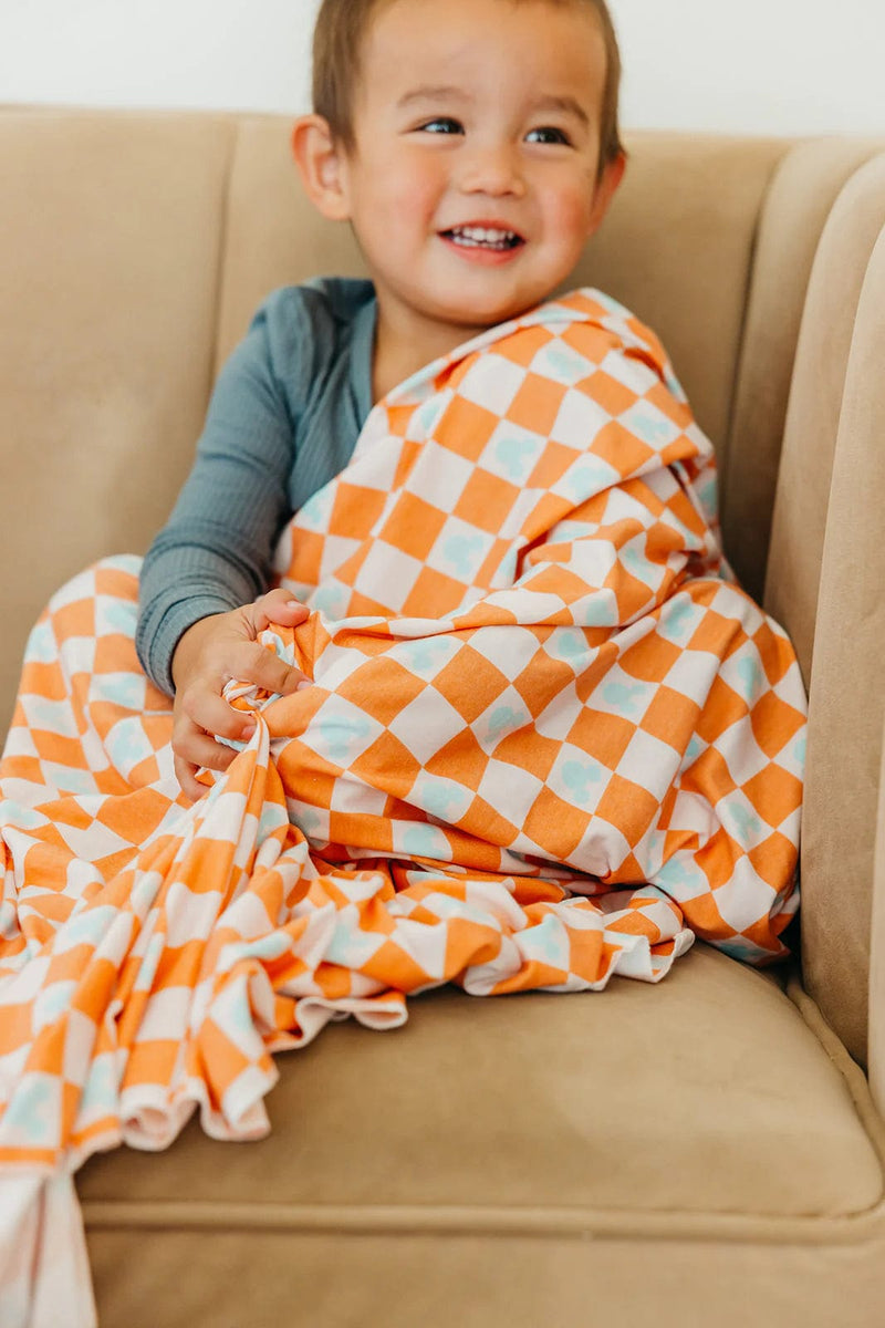 Copper Pearl | Knit Swaddle Blanket - Mickey Mouse Check