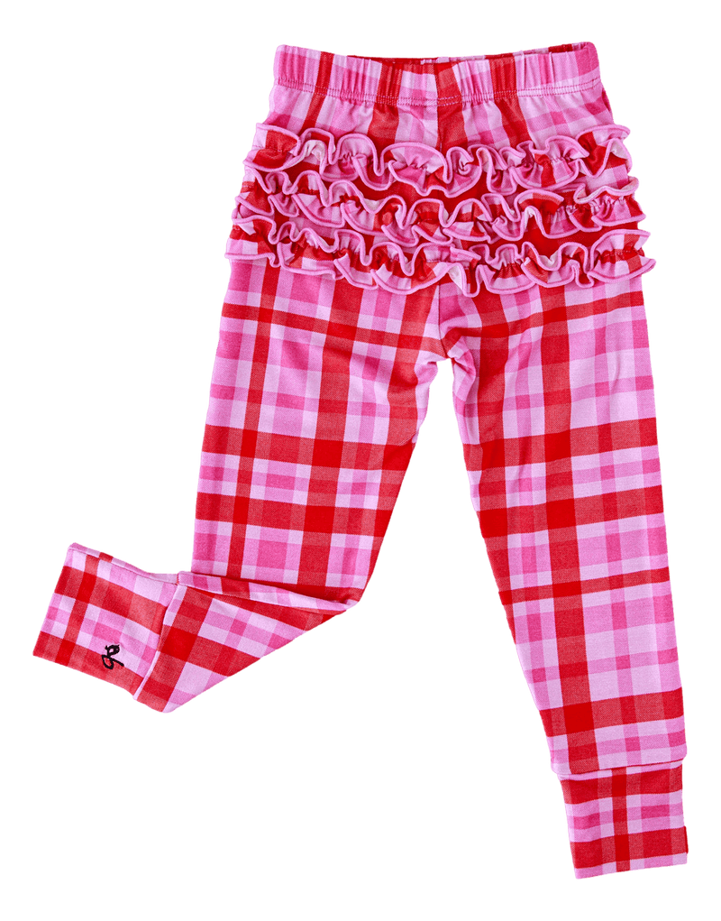 Birdie Bean | Pink/Red Plaid Leggings