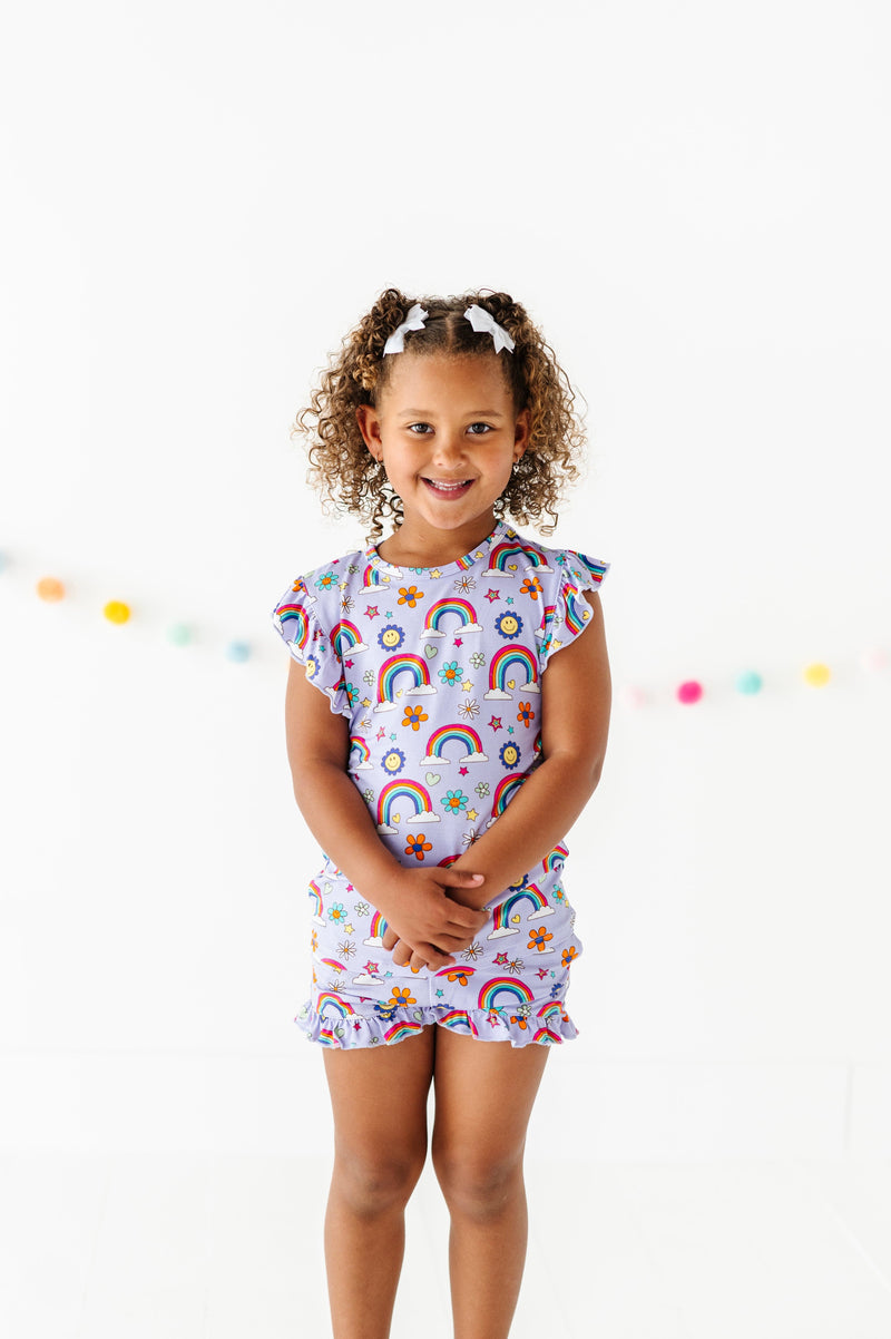 Kiki + Lulu | It’s All Flowers & Rainbows Ruffle Shorts Pajama Set