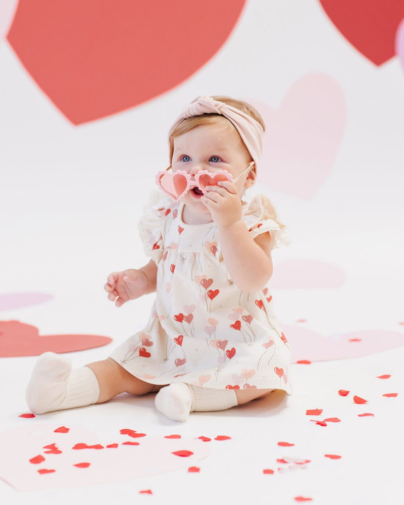 Quincy Mae | Flutter Sleeve Dress - Heart Balloons