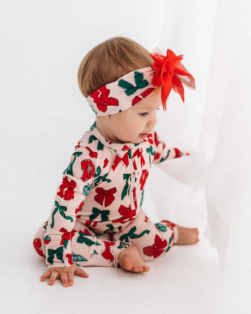 In My Jammers | Christmas Bows Zipper Romper