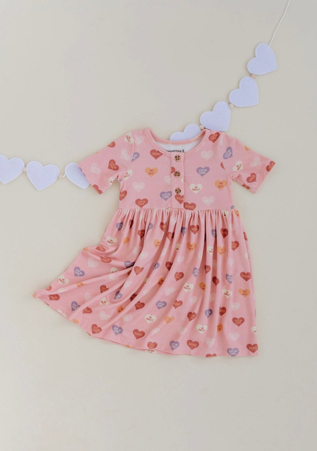 babysprouts | Shortsleeve Henley Dress - Hearts