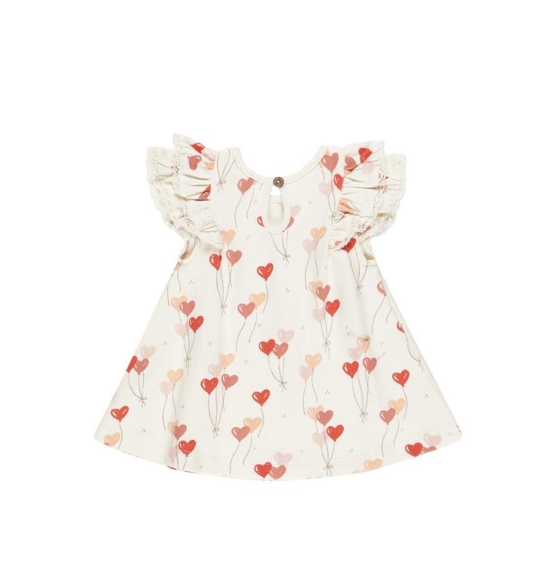 Quincy Mae | Flutter Sleeve Dress - Heart Balloons