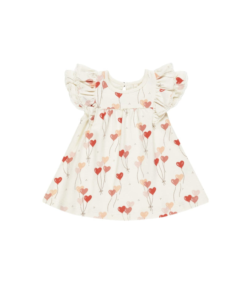 Quincy Mae | Flutter Sleeve Dress - Heart Balloons