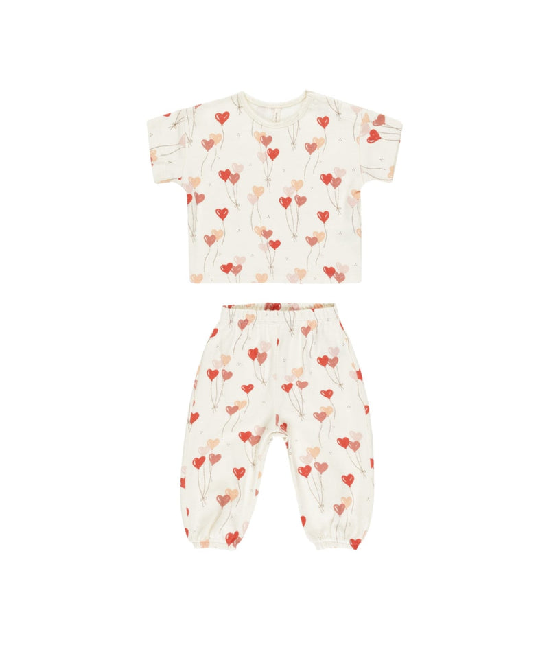 Quincy Mae | Jersey Tee & Pant Set - Heart Balloons