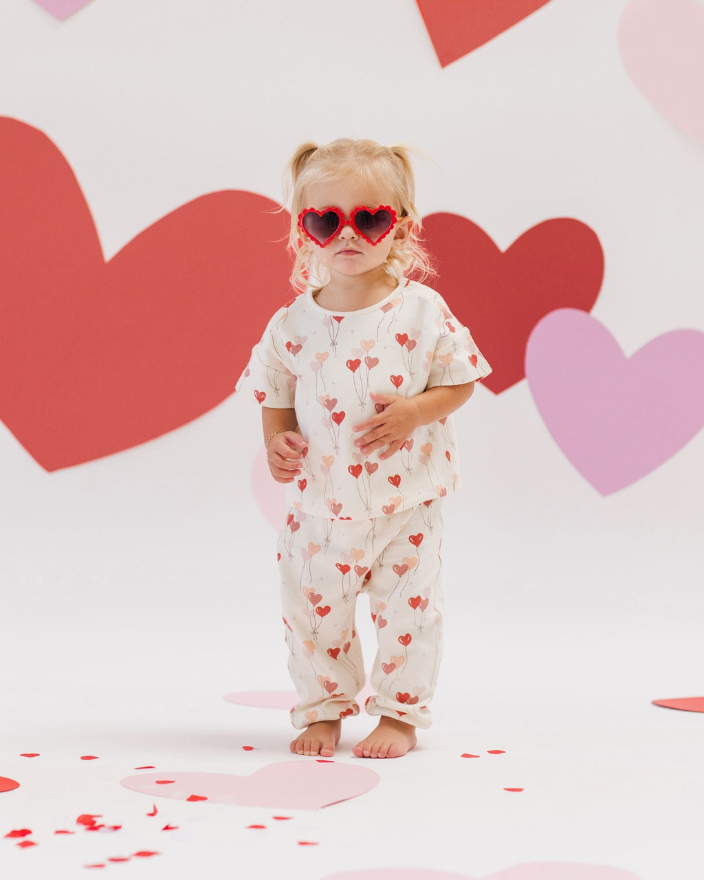 Quincy Mae | Jersey Tee & Pant Set - Heart Balloons