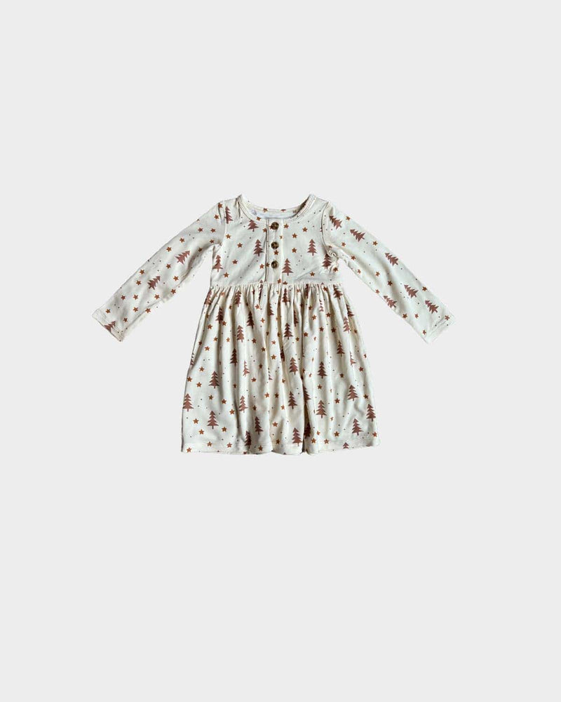 babysprouts | L/S Henley Dress - Christmas Trees