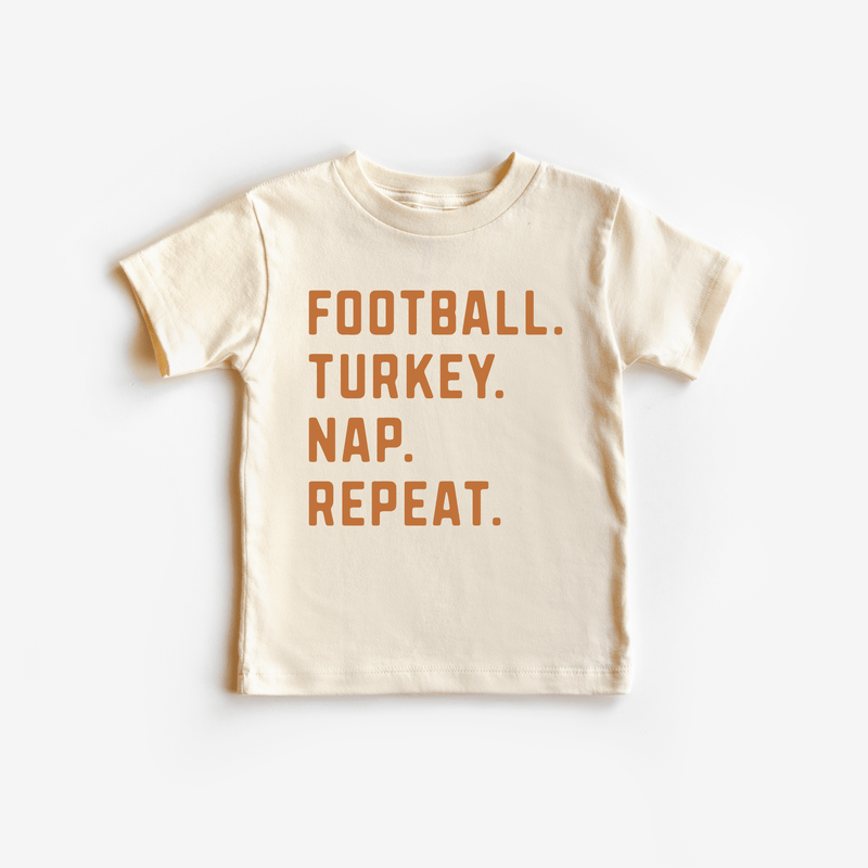 Football Turkey Nap Thanksgiving Graphic Tee - Natural