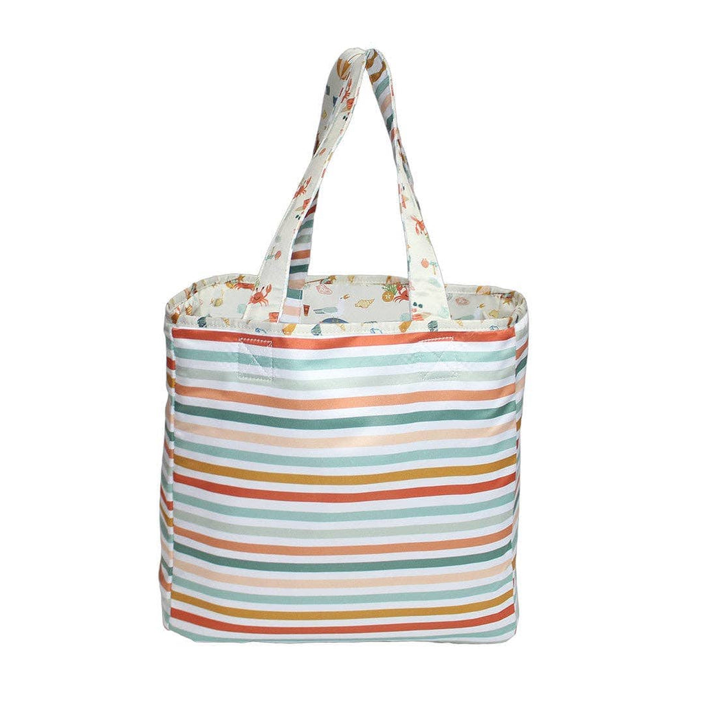 Emerson and Friends | Beach Day and Coral Stripes Reversible Beach Bag