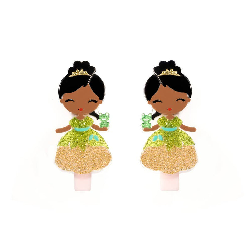Lilies & Roses NY | Cute Doll Glitter Green Dress Alligator Clips