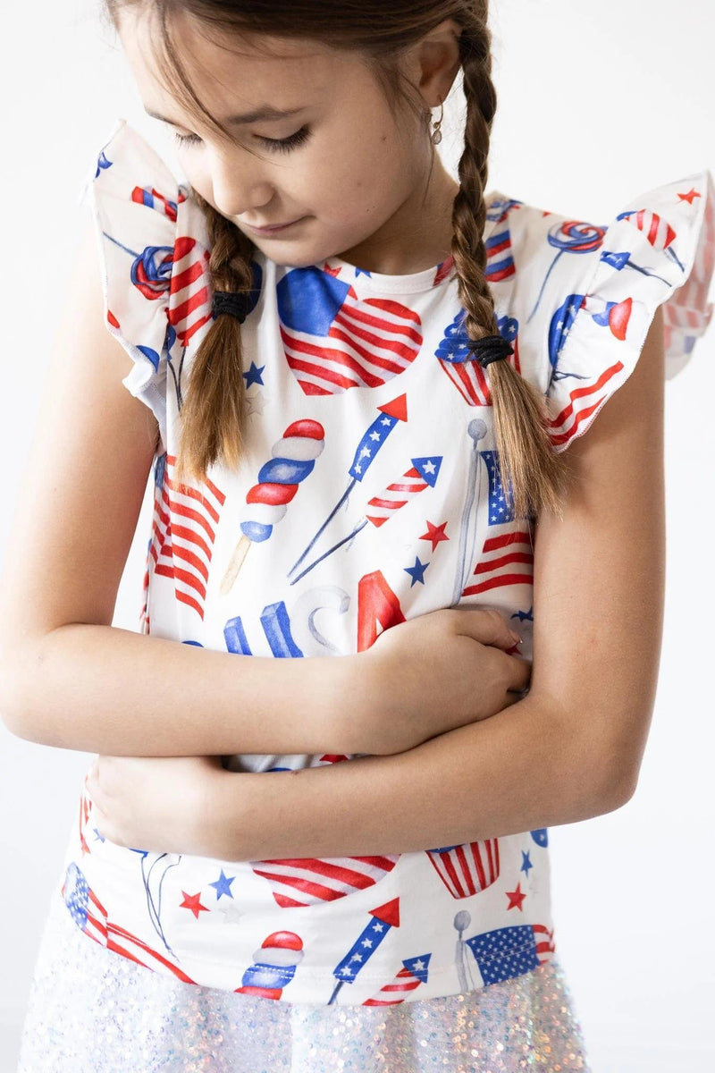 Mila & Rose | Party in the USA S/S Ruffle Tee
