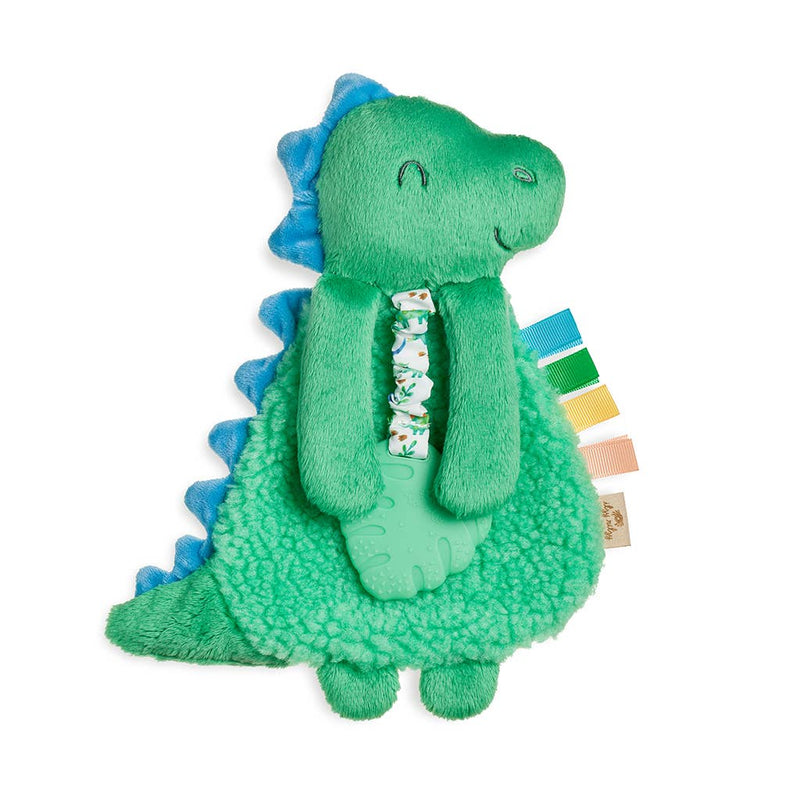 Itzy Lovey Green Dino Plush with Silicone Teether Toy - James the Dino