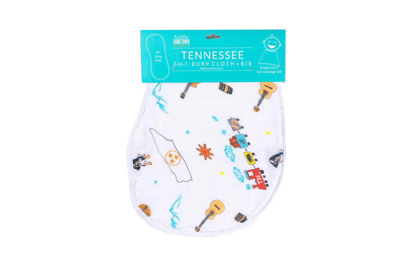 Tennessee: 2-in-1 Burp Cloth and Bib