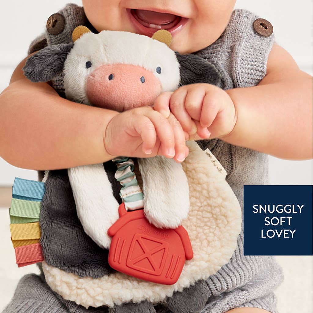 Itzy Lovey Cow Plush with Silicone Teether Toy