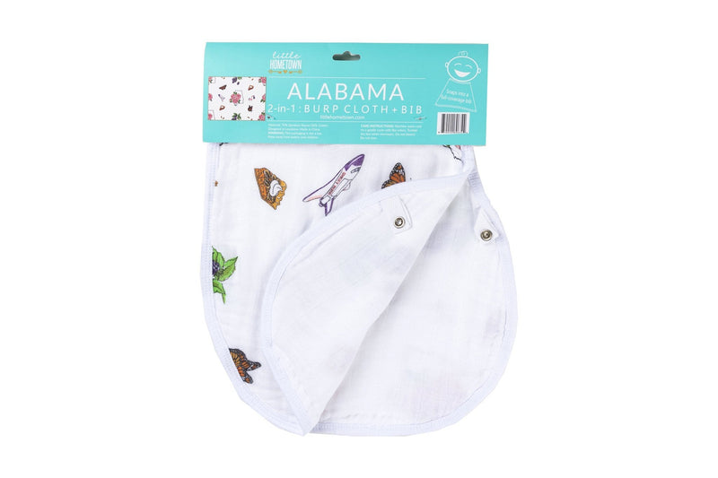 Alabama: 2-in-1 Burp Cloth and Bib (Girl)