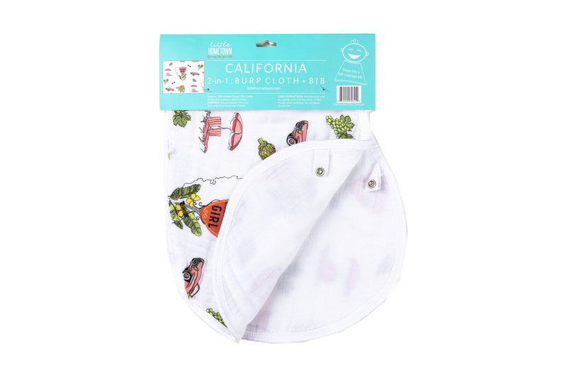 California: 2-in-1 Burp Cloth and Bib (Girl)