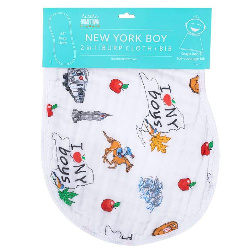 New York: 2-in-1 Burp Cloth and Bib (Boy)