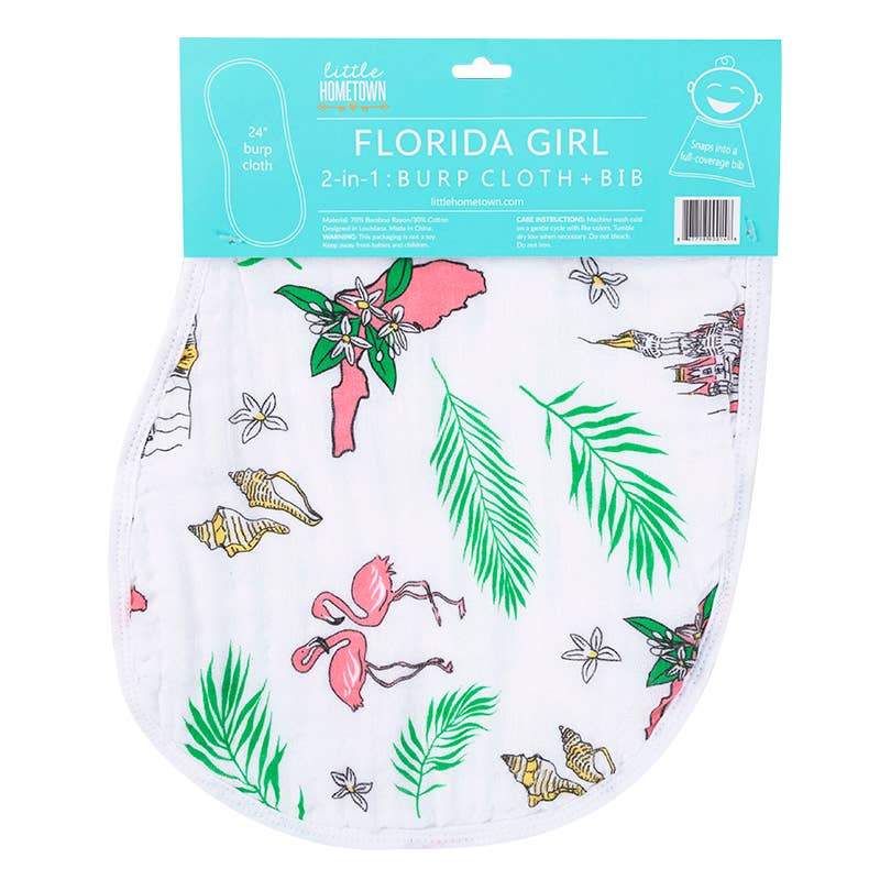 Florida: 2-in-1 Burp Cloth and Bib (Girl)