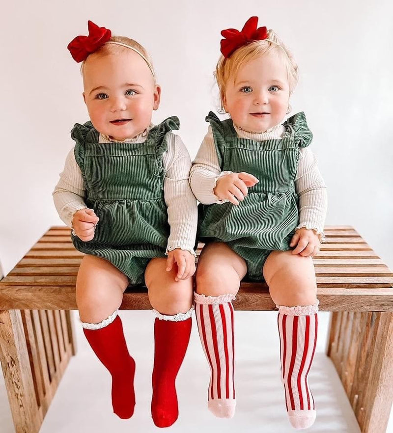 Little Stocking Co. | Santa Baby Lace Top Knee High Socks