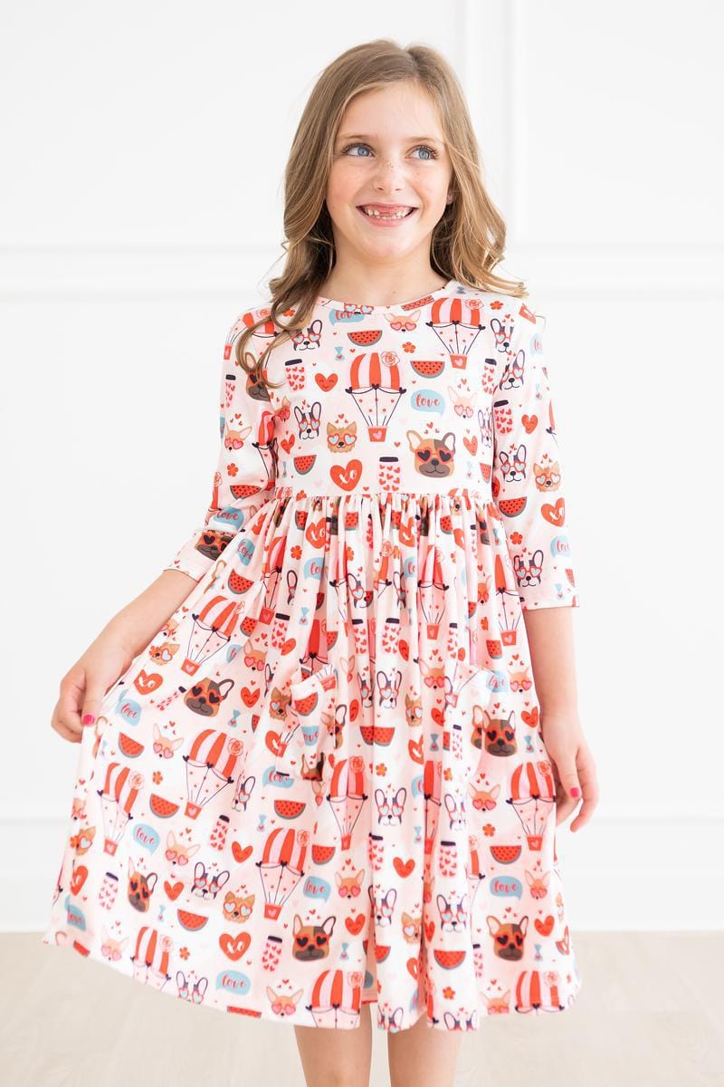 Mila & Rose | Puppy Love 3/4 Sleeve Pocket Dress