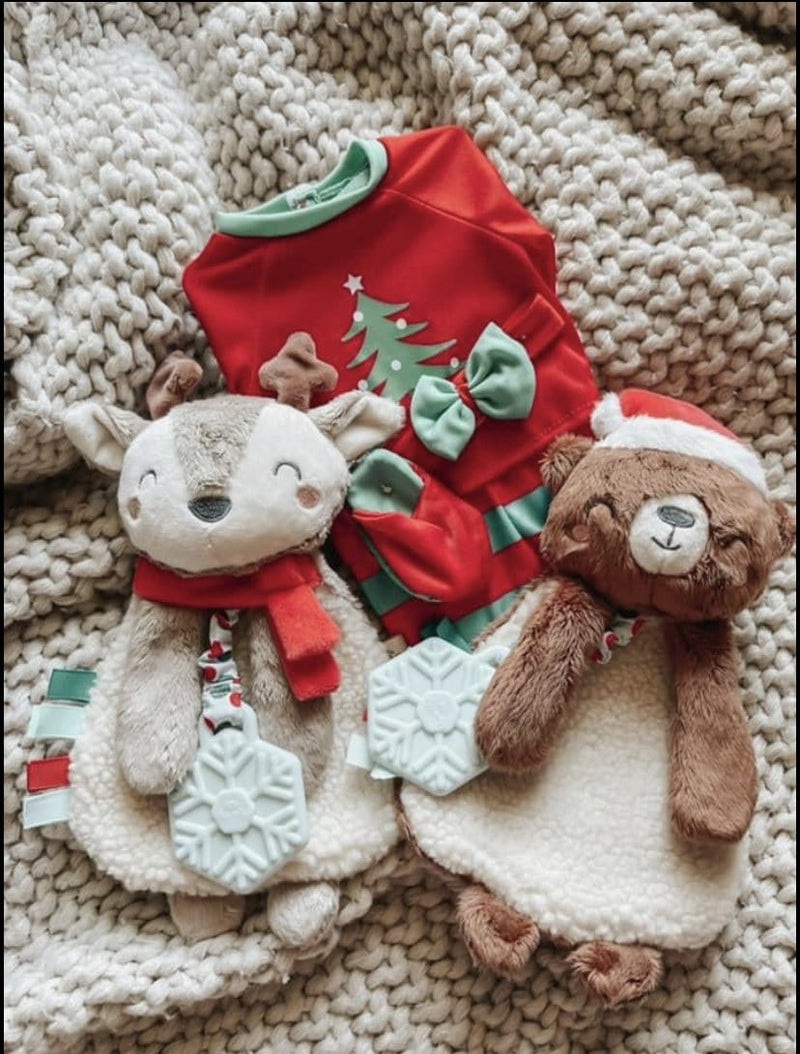 Itzy Lovey Holiday Bear Plush + Teether Toy