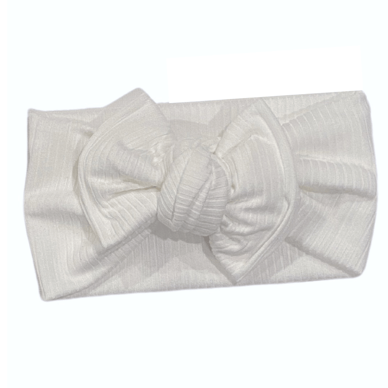 Ribbed White knotted Headband