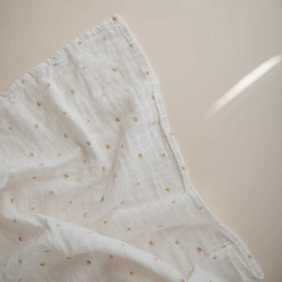 Muslin Swaddle Blanket Organic Cotton (Crowns)