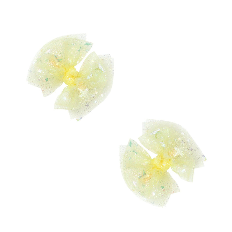 2PK TULLE BABY FAB CLIP: iridescent star yellow